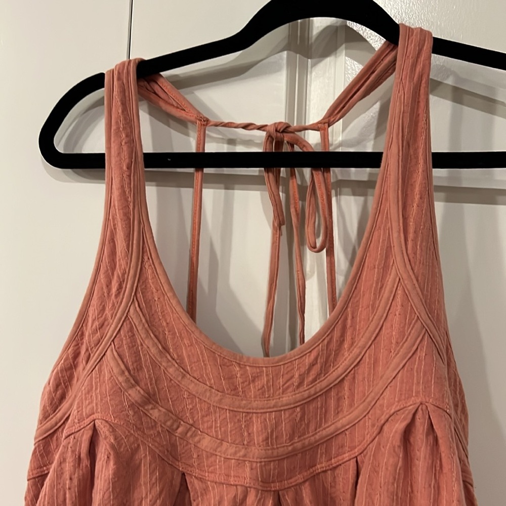 Worn Free People peach tie spaghetti strap top/tunic dress size XS - Picture 2 of 11